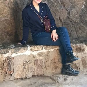 Navy silk pijama style shirt